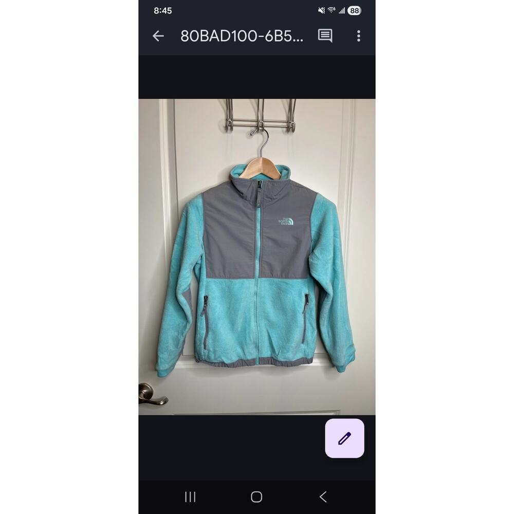 The North Face Girls Large Denali Jacket Polartec Blue Fleece Softshell Zip Up